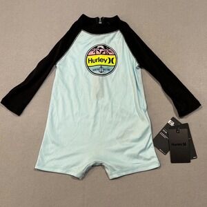 Hurley One-Piece Swimsuit Kids 12M Topaz Mist Long Sleeve UPF 50+ Nike Dri-FIT